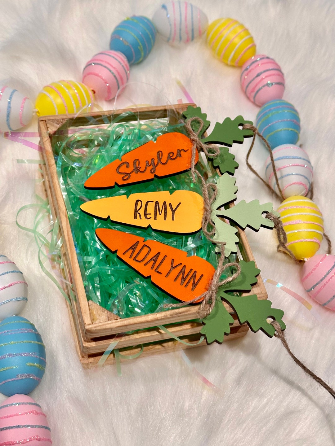 Personalized Easter Basket Name Tag for Kids, Custom Wooden Name