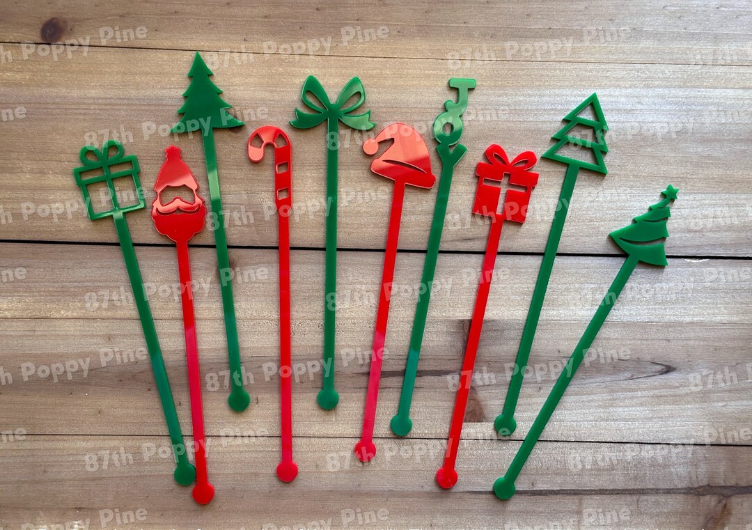 Christmas Stir Sticks, Christmas Barware, Beverage Mixing Swizzle