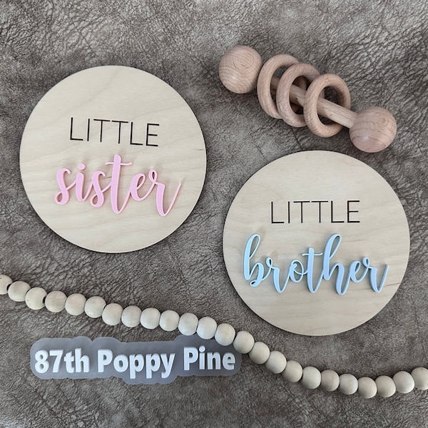 Little Sister Little Brother Photo Prop, Gender Reveal Sign for Hospital, Boy or Girl Gender Reveal,Surprise Gender Reveal Announcement Sign