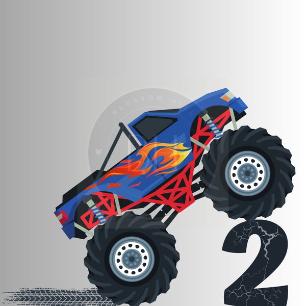 2nd Birthday Monster Truck PNG, Monster Truck PNG, Second Birthday png, Boys Birthday Shirt PNG, Silhouette, Digital Download Transparent