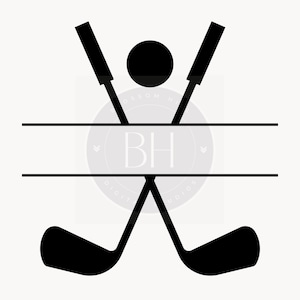 Sport Clipart: Schwarze Umrisse Golfschläger und Ball Namen Rahmen mit Platz für den Spieler- oder Teamnamen - Digitaler Download PNG, Golf Schild