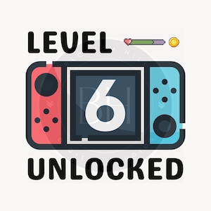 Level 6 Unlocked Birthday SVG, 6.Geburtstag Gamer SVG, 6 Jahre alter Geburtstag Shirt SVG, Kinder SVG, digitale Datei zum Download, Geburtstag Clipart