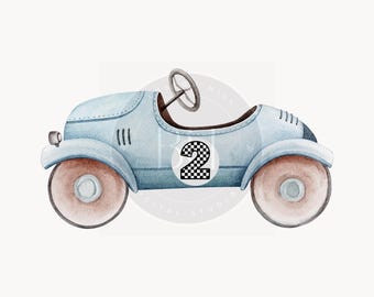 Vintage Race Car PNG: Second Birthday Design (Digital Download)