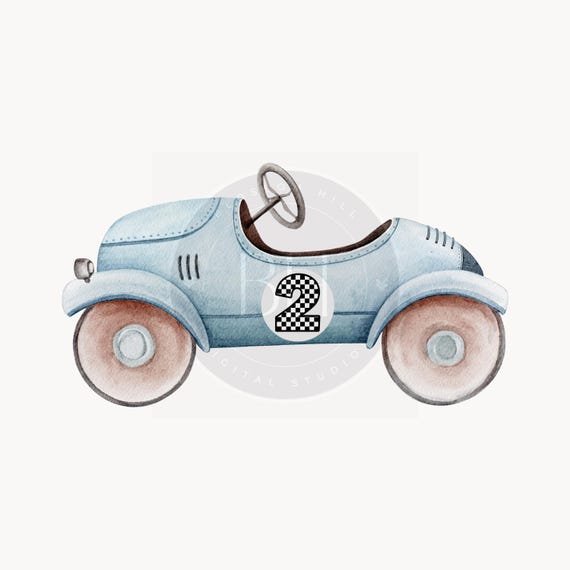 Vintage Race Car PNG: Second Birthday Design (Digital Download)