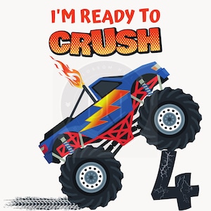 4° compleanno Sono pronto a schiacciare 4 Monster Truck PNG, Monster Truck PNG, Quarto compleanno png, Maglietta di compleanno per ragazzi PNG, Crush 4 Truck png