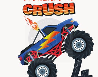 Im Ready To Crush 4 Monster Truck 4th Birthday Shirt Boys Im Ready To Crush 4 Monster Truck 4th Birthday Shirt Boys