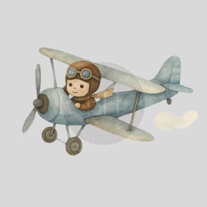 Vintage avion PNG, conception d'avion vintage, garçon volant un avion, téléchargement PNG transparent, conception sur le thème de l'avion vintage pour garçons