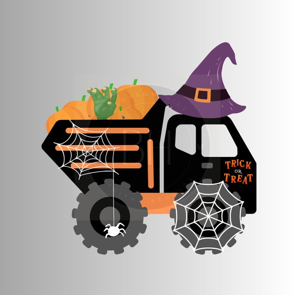 Halloween Dump Truck, Halloween Card Clipart, Instant Download, Kids Dump Truck PNG, Transparent Background, Holiday Dump Truck, Halloween