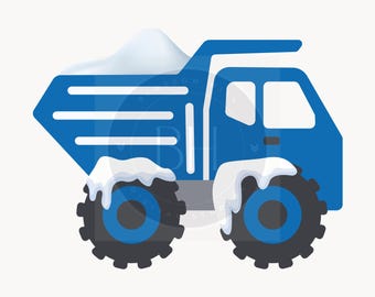 Blå snödumper Clipart, leksakslastbil SVG PNG (digital nedladdning)