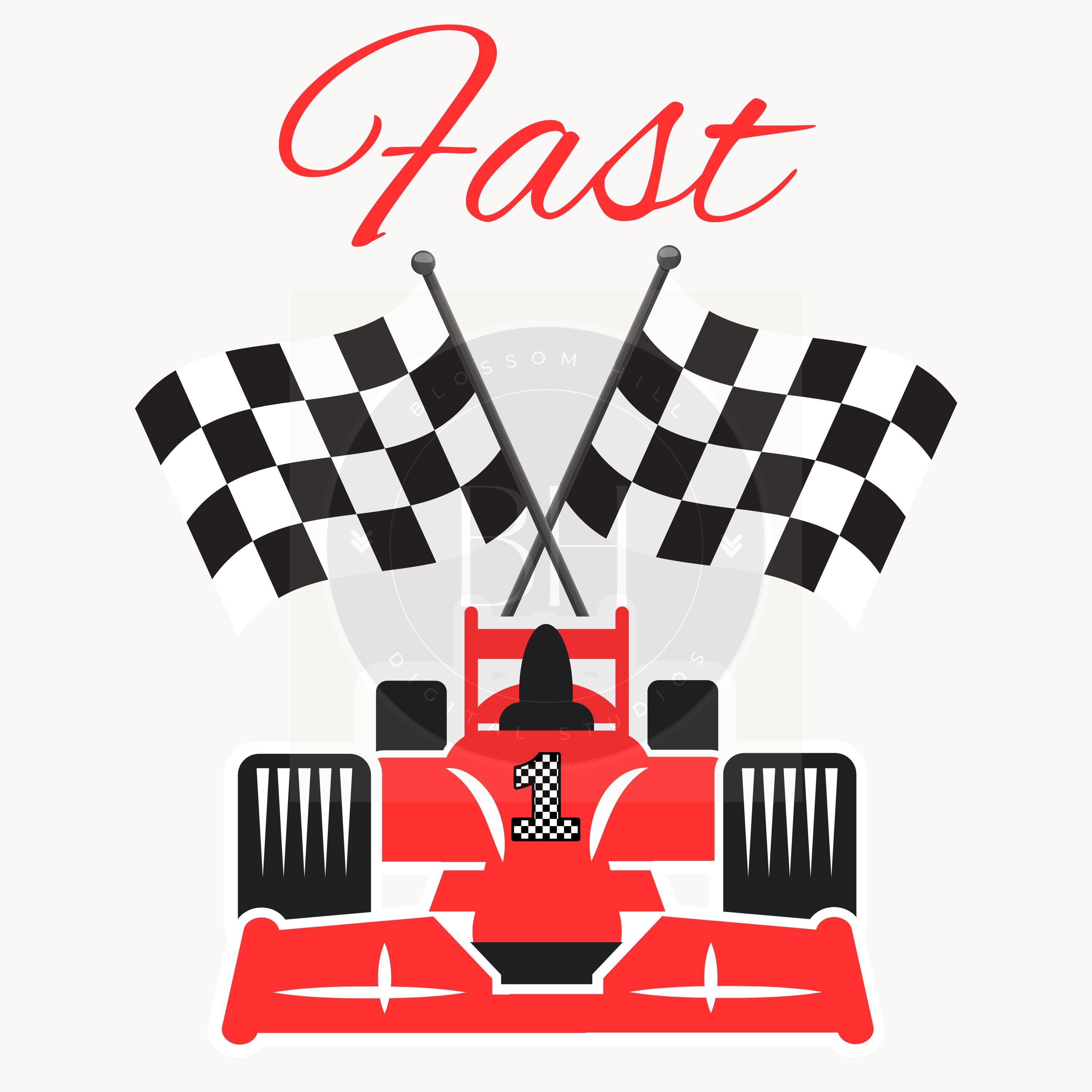Red Race Car 1st Birthday PNG: Fast One Design (Digital Download)