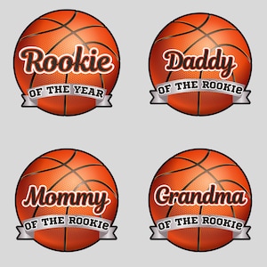 Pacote esportivo de basquete novato do ano, mamãe do novato, papai do novato, novato do ano no basquete, basquete de 1º aniversário