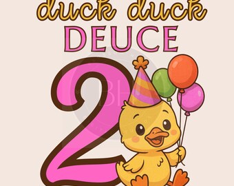 Duck Deuce 2e verjaardag png, verjaardagsuitnodiging meisjes (digitale download)
