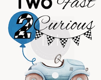 Verjaardagsontwerp Two Fast 2 Curious Race Car (png-bestand)