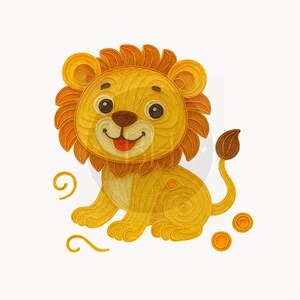 Baby Lion Paper Quill PNG: Animal Clipart (Instant Download)