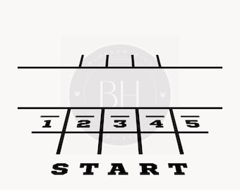 Running Track Clipart: Black Outline Split Frame (Digital Download PNG)