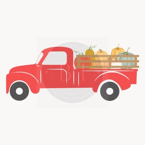 Red Truck with Pumpkins Clipart: Fall Harvest SVG PNG (Digital Download)