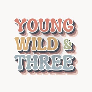 Junge Wild & Drei, Junge Wilde und Drei PNG, Kleinkind Geburtstag Design, Retro Boho Thema Mädchen Geburtstag PNG, Mädchen 3. Geburtstag PNG