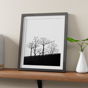 Abstract Trees, Nature, Black White Drawing Modern Wall Art, Modern, Minimalist, Living room, Bedroom, Printable Digital Instant Download image 8