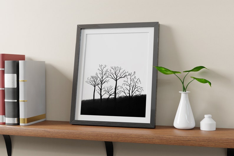Abstract Trees, Nature, Black White Drawing Modern Wall Art, Modern, Minimalist, Living room, Bedroom, Printable Digital Instant Download image 8