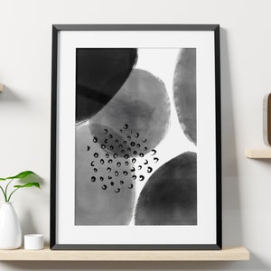 Black Gray Abstract Drawing Wall Art, Modern, Minimalist, Living room, Bedroom, Printable Digital Instant Download image 5