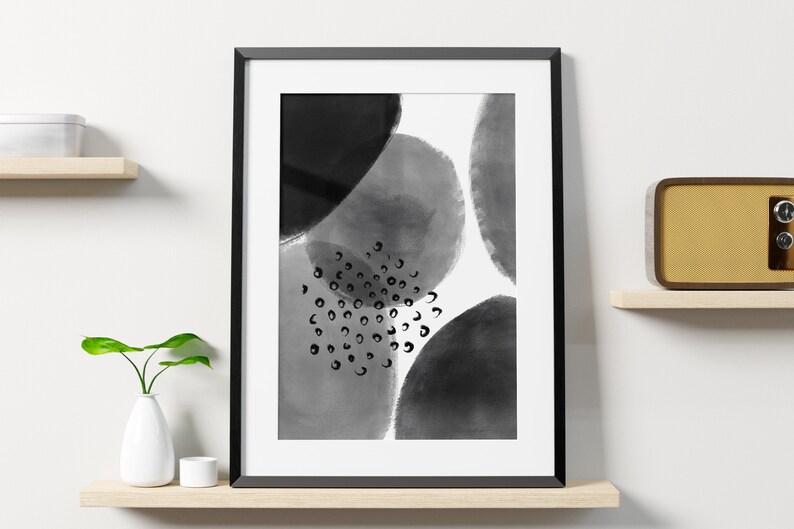 Black Gray Abstract Drawing Wall Art, Modern, Minimalist, Living room, Bedroom, Printable Digital Instant Download image 5