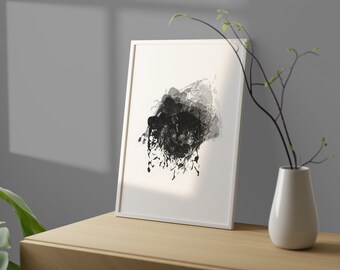 Abstract Black White Drawing Modern Wall Art, Modern, Minimalist, Living room, Bedroom, Printable Digital Instant Download