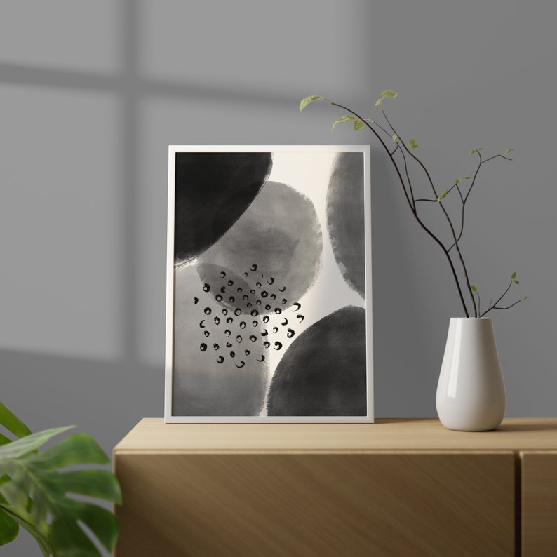 Black Gray Abstract Drawing Wall Art, Modern, Minimalist, Living room, Bedroom, Printable Digital Instant Download image 1