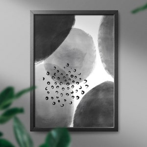 Black Gray Abstract Drawing Wall Art, Modern, Minimalist, Living room, Bedroom, Printable Digital Instant Download image 4