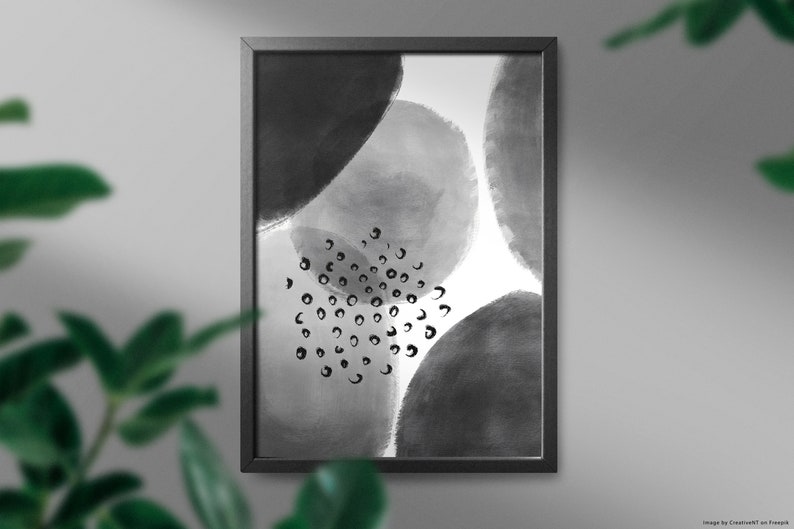 Black Gray Abstract Drawing Wall Art, Modern, Minimalist, Living room, Bedroom, Printable Digital Instant Download image 4