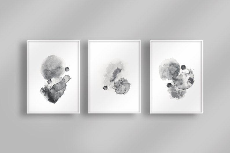 Watercolor Abstract Wall Art, Set of 3, Wall Decor, Modern, Minimalist, Living room, Bedroom, Printable Digital Instant Download image 2