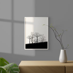 Abstract Trees, Nature, Black White Drawing Modern Wall Art, Modern, Minimalist, Living room, Bedroom, Printable Digital Instant Download image 1
