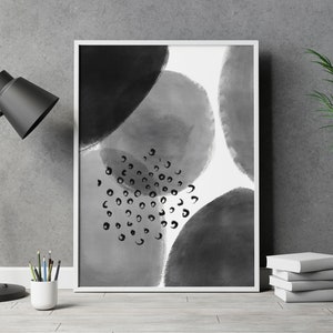 Black Gray Abstract Drawing Wall Art, Modern, Minimalist, Living room, Bedroom, Printable Digital Instant Download image 2