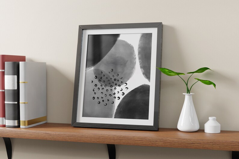 Black Gray Abstract Drawing Wall Art, Modern, Minimalist, Living room, Bedroom, Printable Digital Instant Download image 7