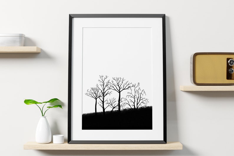 Abstract Trees, Nature, Black White Drawing Modern Wall Art, Modern, Minimalist, Living room, Bedroom, Printable Digital Instant Download image 5
