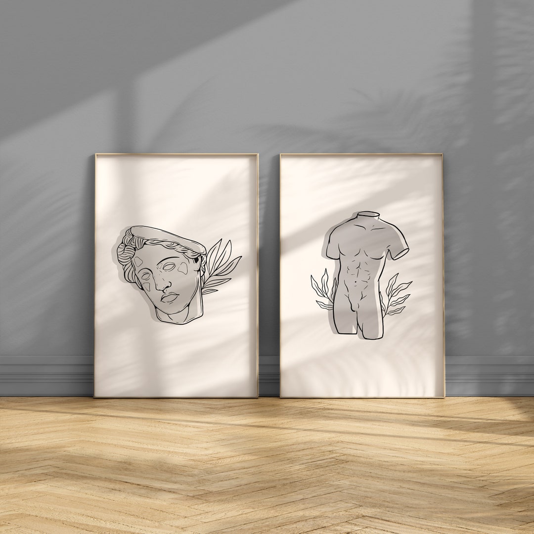 Greek Mythology, Greek Wall Decor, Abstract Wall Art, Set of 2, Modern