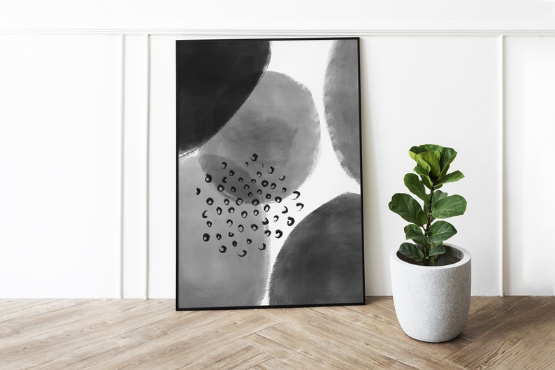 Black Gray Abstract Drawing Wall Art, Modern, Minimalist, Living room, Bedroom, Printable Digital Instant Download image 6