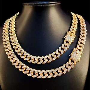 ICED OUT Luxury Cuban Link Chain Paved Rhinestones 13mm Heavy Hip Hop Drip Shiny Necklace For Men Women Perfect Birthday Gift For Him & Her