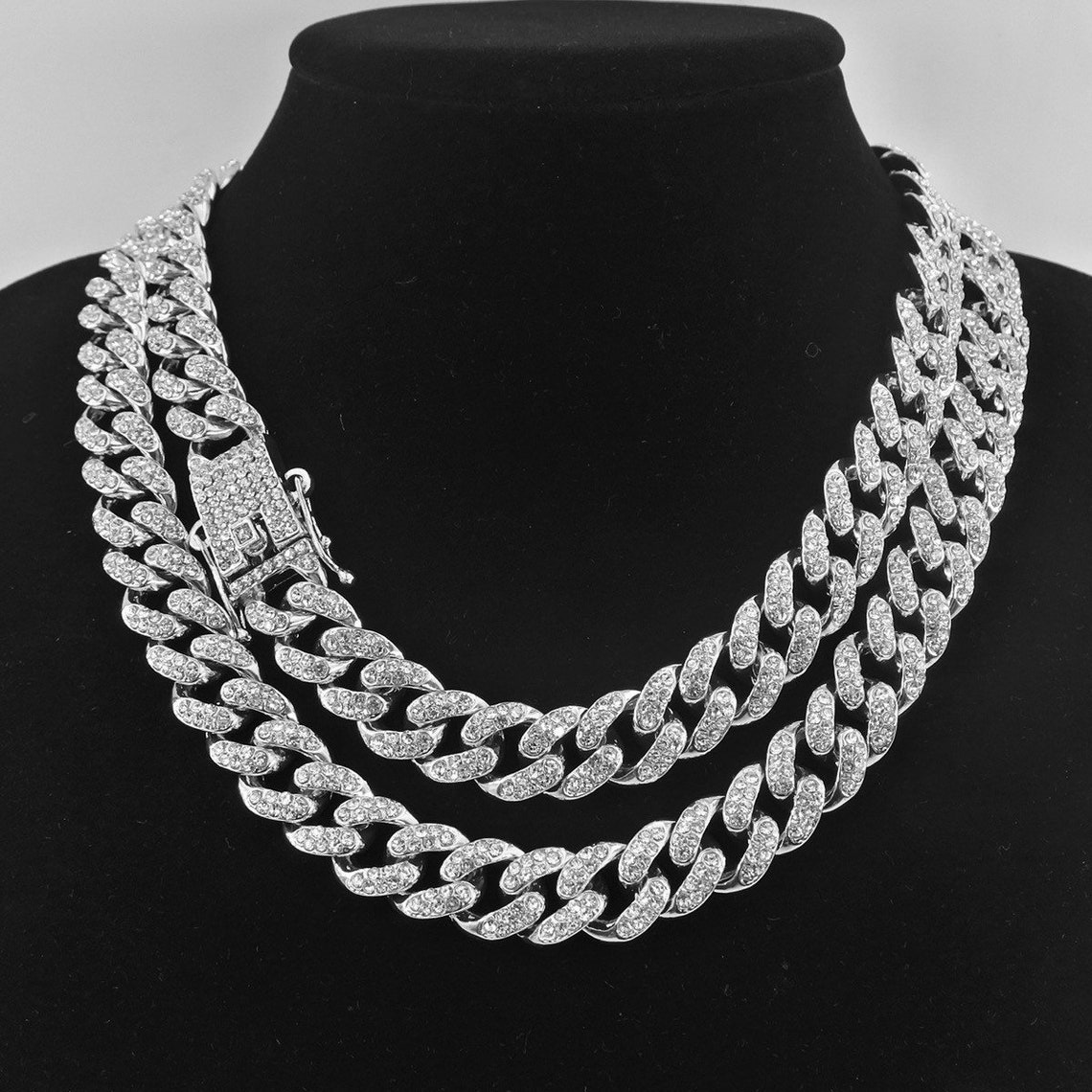 ICED OUT Luxury Cuban Link Chain Paved Rhinestones 13mm Heavy | Etsy UK