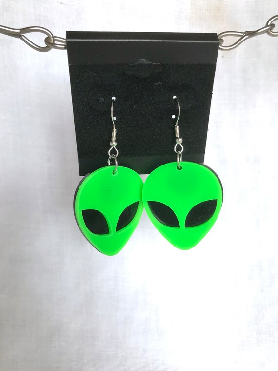 Green Alien Head Earrings: Stainless Steel Hooks - image 5