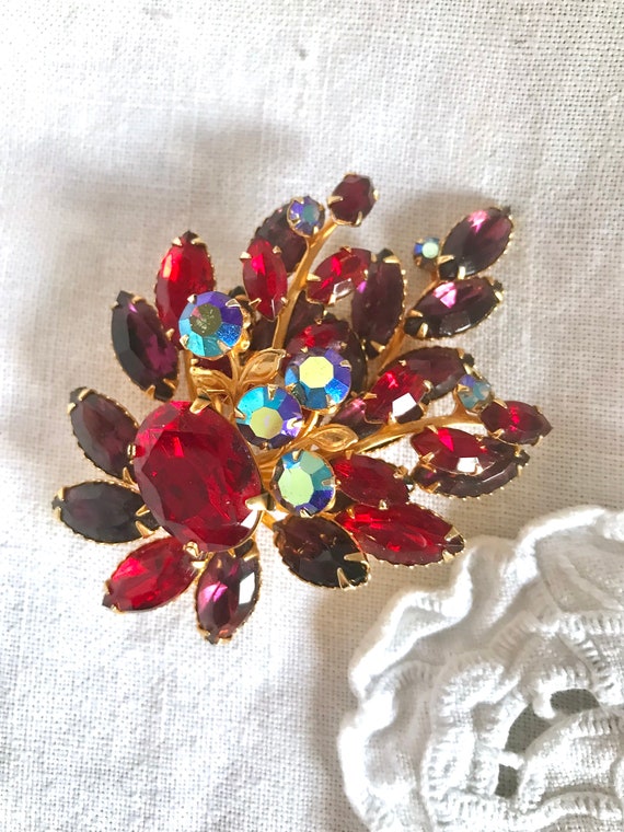 Vintage Red Rhinestone Brooch/Pin - image 6