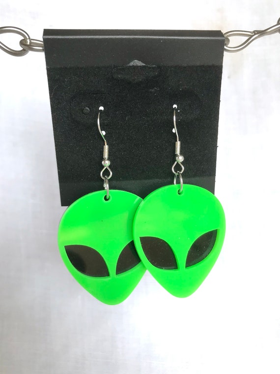 Green Alien Head Earrings: Stainless Steel Hooks - image 7