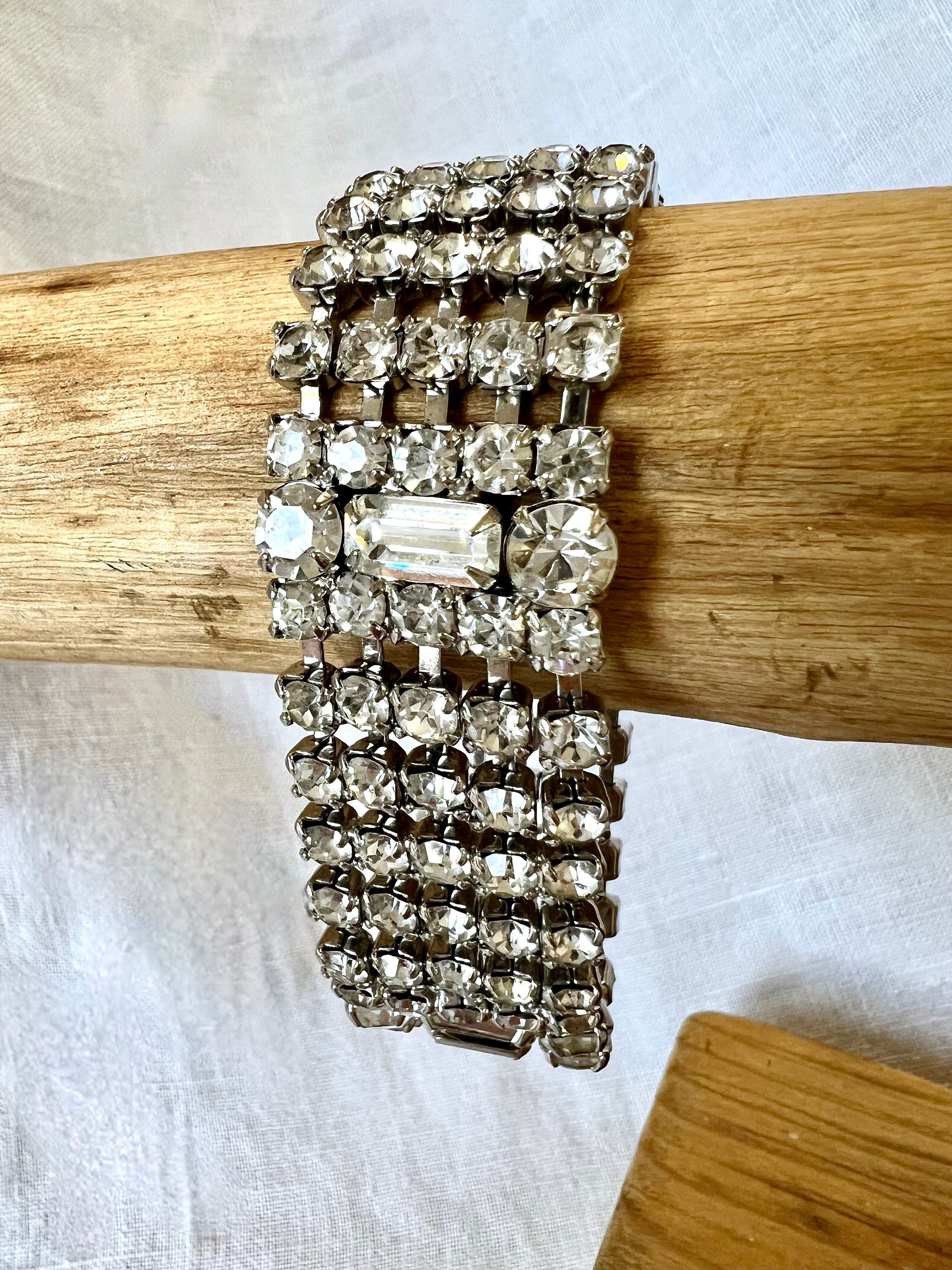 Vintage Rhinestone Bracelet - Etsy