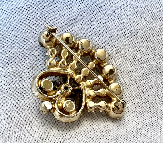 Broche ange vintage en strass bicolore : broche de Noël dorée et