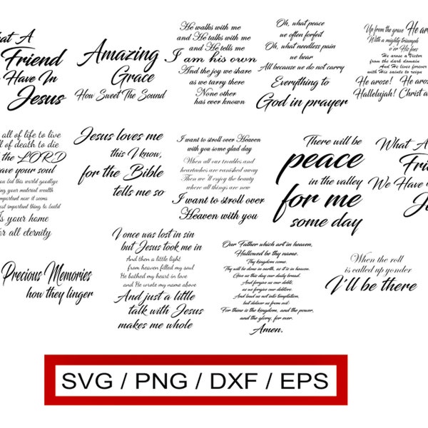 Gospel Hymn SVG Tribute Collection, Christian Music, Instant Digital Download, Christian Tee Shirt Design, Christian Coffee Mug Design