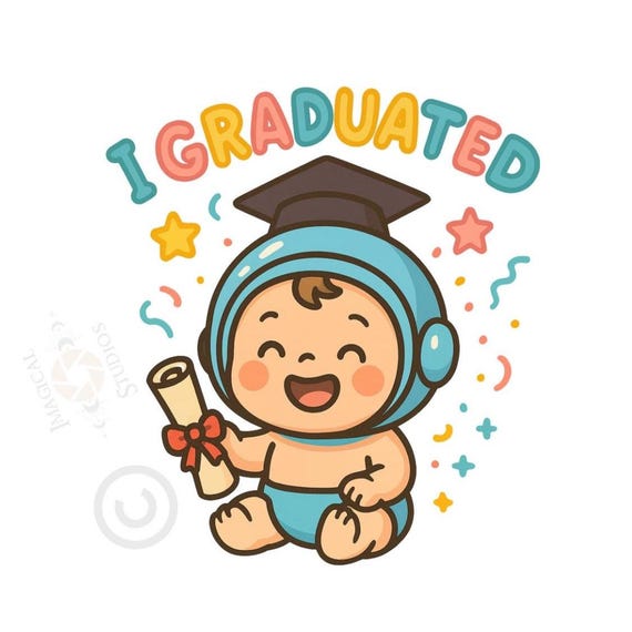 I Graduated Sticker (1 Sticker) Doc Band Decals: Baby Helmet Stickers, Graduation
