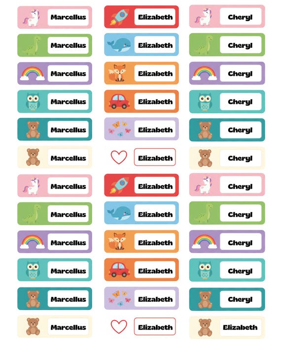 Personalized Kids Name Stickers - Animal Rainbow Labels for School Supplies - Waterproof Daycare Labels - Name Stickers - School Supply