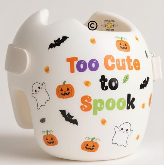 Halloween, Too Cute to Spook, Pumpkin themed, cute Doc Band Decals: Baby Cranial Helmet Stickers