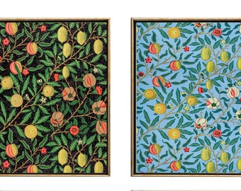 Citrus Lemon Orange Botanical Print Wall Art Set of 2 Beautiful Antique Vintage Blue Green Black Floral Pattern Fruit Home Decor to Frame WM