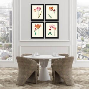 Botanical Prints Tulip Flowers Wall Art Decor Set of 4 Beautiful ...
