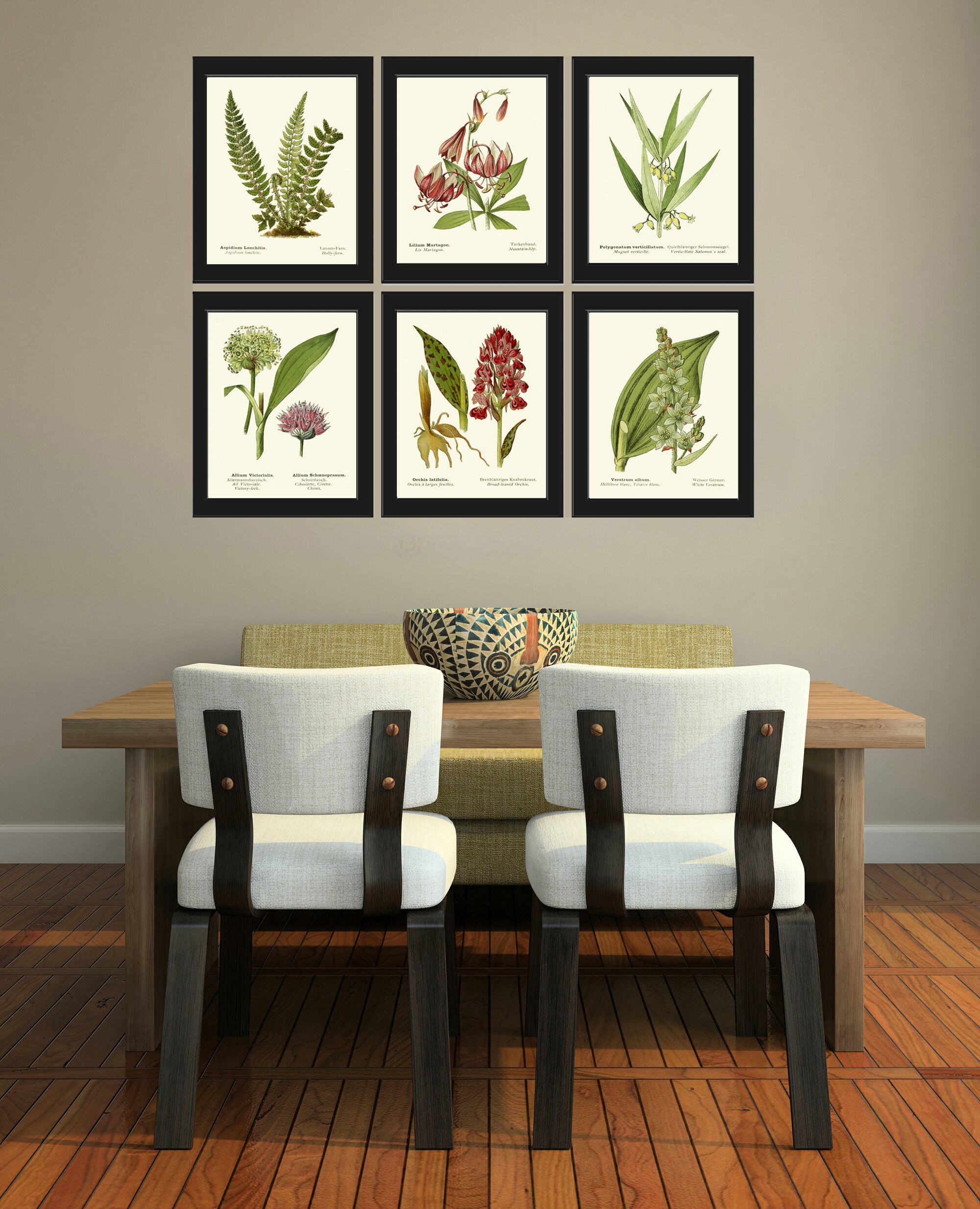 Vintage Flowers Botanical Wall Art Set of 6 Prints Beautiful Antique ...
